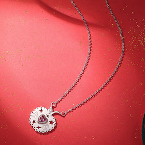Holiday Apple Magenta Heart Charm Necklace