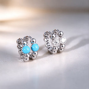 Tiny Beaded Gemstone Huggie Hoop Earrings