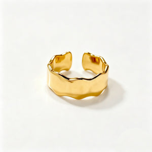 Organic Wavy Molten Band Two Open Ring Set