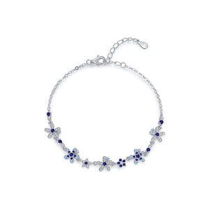 Gradient Blue CZ Flower Cluster Chain Bracelet