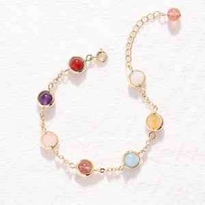 Rainbow Chakra Crystal Station Chain Bracelet
