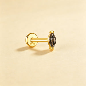 Marquise Black Rutilated Quartz Stud Earrings
