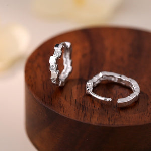 Geometric Square Block Huggie Hoop Earrings