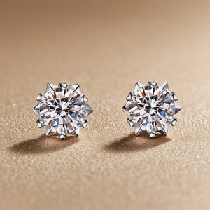 Tiny Heart Snowflake Moissanite Stud Earrings