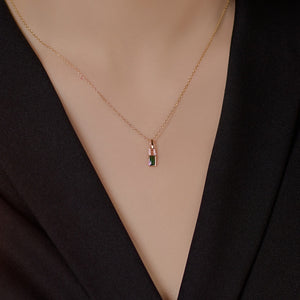 Dainty Green CZ Pave Lock Pendant Necklace