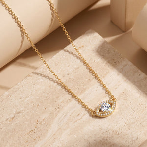 Classic Moissanite Eye Pave Charm Necklace