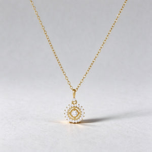 Dainty Compass Pave Halo Pendant Necklace