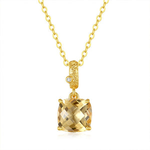 Minimalist Cushion Gemstone Charm Necklace