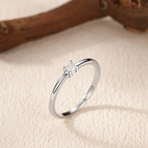 Small Square Moissanite Stack Thin Band Ring