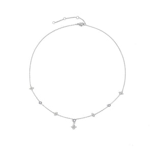 Four Leaf Clover CZ Station Charm Necklace