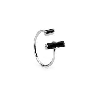 Double Black Baguette CZ Stacking Open Ring