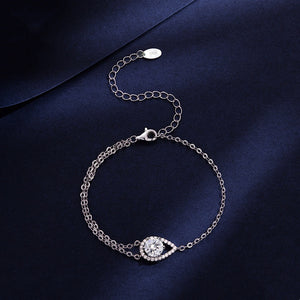 Moissanite Teardrop Halo Layer Chain Bracelet