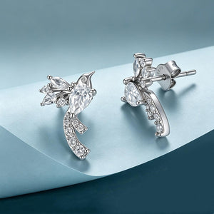 Elegant Pear Cut Moissanite Bird Stud Earrings