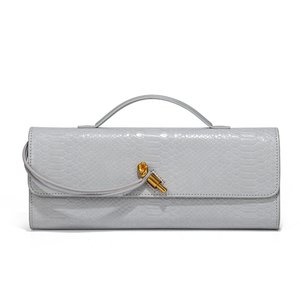 Alligator-Embossed Leather Clutch Handbag