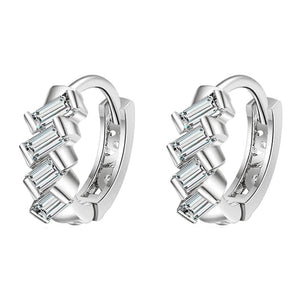 Staggered Baguette Moissanite Hoop Earrings
