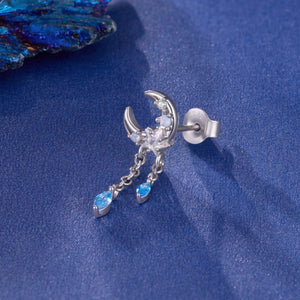 Elegant Moon Star Double Drop Stud Earrings