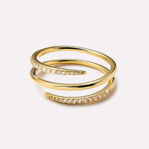 Triple Row Spiral Pave CZ Wrap Stacking Ring