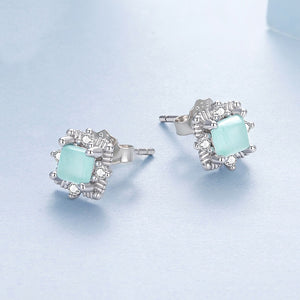 Mint Cushion CZ Royal Vintage Stud Earrings