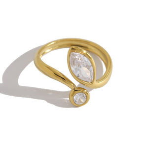 Clear Round Marquise CZ Stacking Open Ring