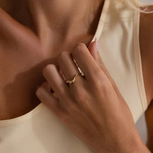 Minimalist Three Marquise CZ Wave Band Ring