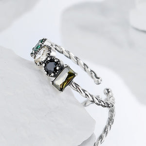 Geometric Colorful CZ Twisted Stacking Ring