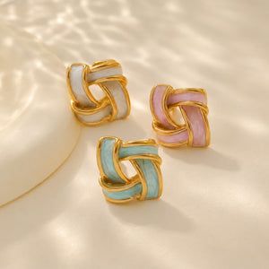 Chic Woven Knot Enamel Stacking Open Ring