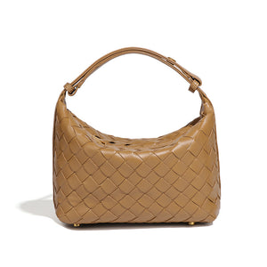 Convertible Woven Leather Hobo Handbag