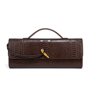 Alligator-Embossed Leather Clutch Handbag
