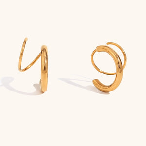 Double Layer Spiral Open Huggie Hoop Earrings