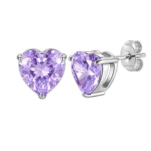 Classic Colorful Heart Birthstone Stud Earrings