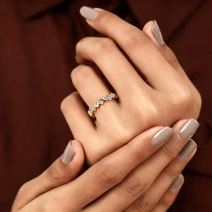Dainty Geometric CZ Wave Eternity Band Ring