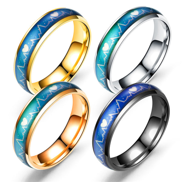 Heartbeat Discoloration Couple Ring