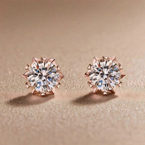 Tiny Heart Snowflake Moissanite Stud Earrings