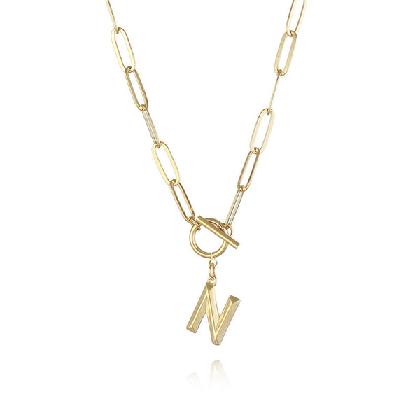 Gold Initial Letter Pendant Necklace