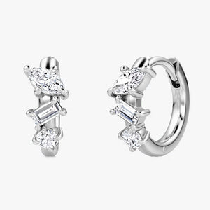 Triple Shape Moissanite Huggie Hoop Earrings