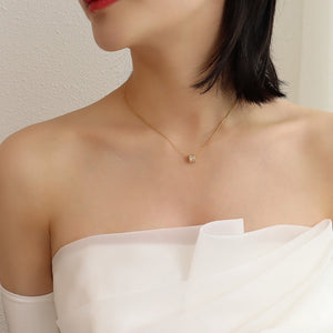 Baguette CZ Barrel Cylinder Pendant Necklace