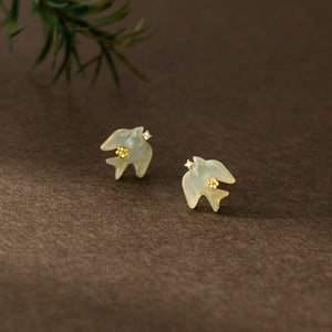 Dainty Jade Swallow Mini Floral Stud Earrings