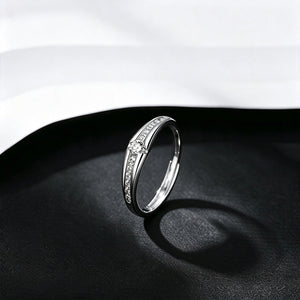 Solitaire Half Pave Couple Matching Open Ring