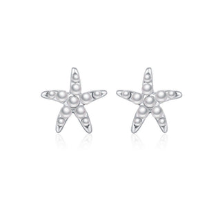 Ocean Starfish Pave Seed Pearl Stud Earrings
