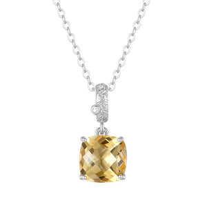 Minimalist Cushion Gemstone Charm Necklace