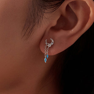 Elegant Moon Star Double Drop Stud Earrings