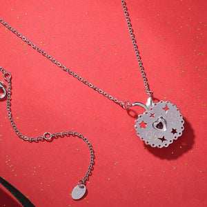 Holiday Apple Magenta Heart Charm Necklace