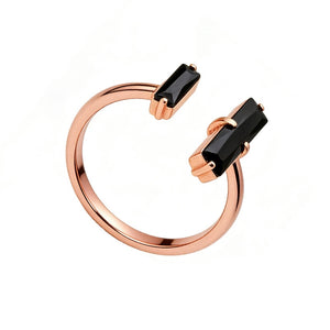 Double Black Baguette CZ Stacking Open Ring