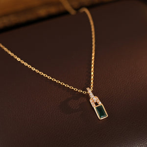 Dainty Green CZ Pave Lock Pendant Necklace