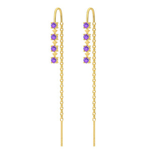 Tiny Star Moon Colorful CZ Threader Earrings