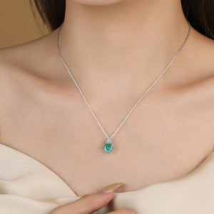 Octagon Green Crystal Pave Charm Necklace