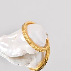 Minimalist Hammered Texture Stack Band Ring
