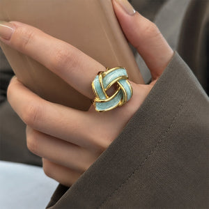 Chic Woven Knot Enamel Stacking Open Ring