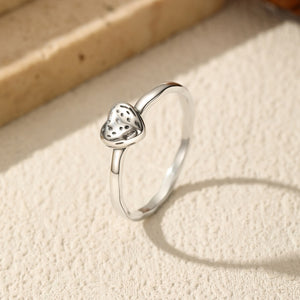 Textured Heart Organic Wave Band Stack Ring