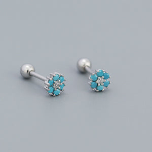 Color Gemstone Flower Stud Earrings